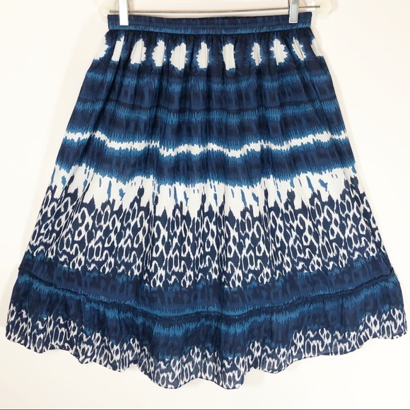 Boho tie-dye skirt, blue & white gathered ruffle M - Picture 2 of 8